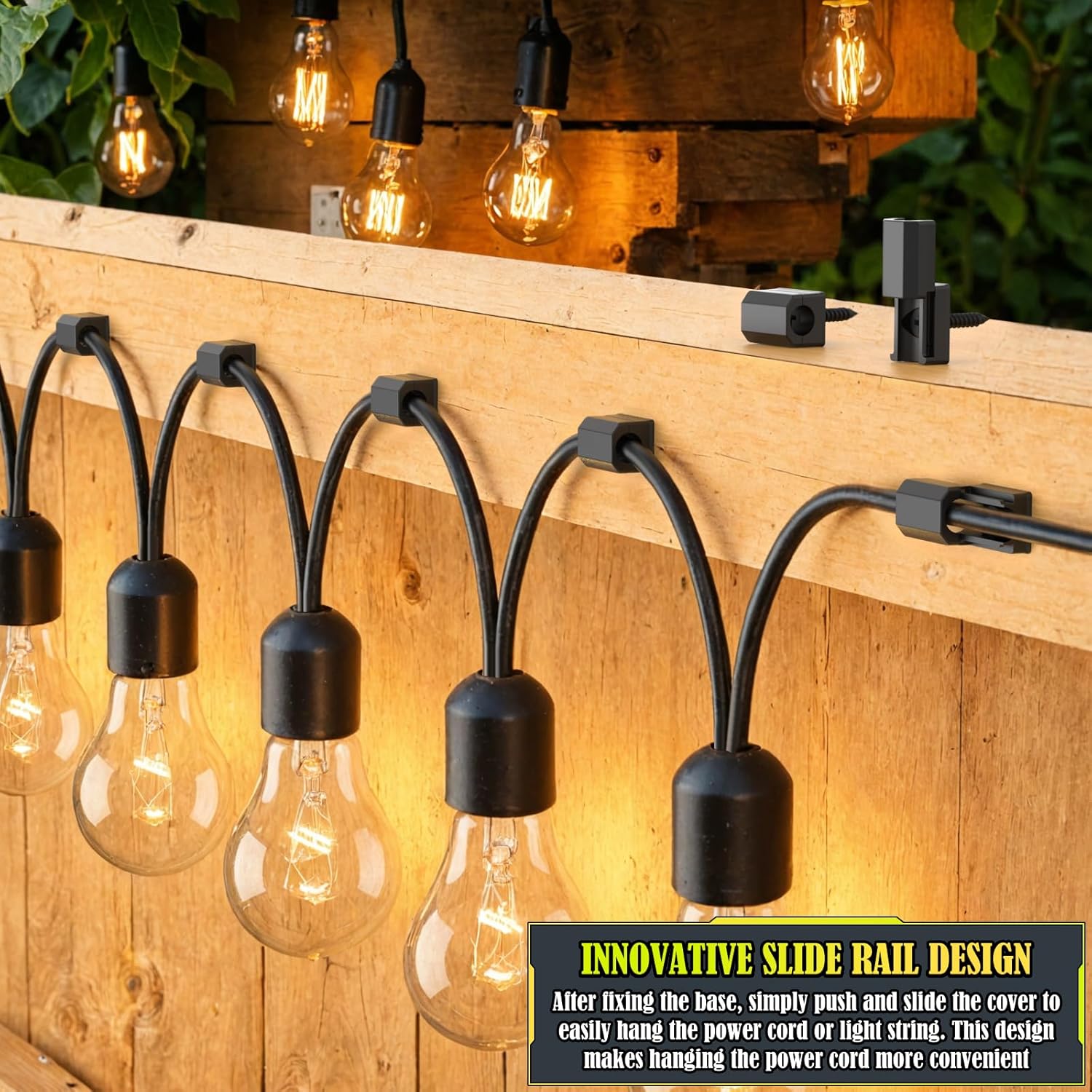 Hooks For Outdoor String Lights Clips, Christmas Light Clips Weatherproof, Lights Hanger Hooks For Hanging Christmas Light, Fairy Light, Cable, Holiday Decor - Black, 30 Pack