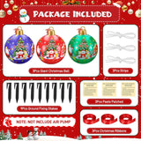 3 Pcs 24 Inch Giant Inflatable Christmas Balls, Large Outdoor Christmas Pvc Ornaments, Big Ball Decorations For Yard Out