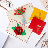 Pop Up Card, Mother'S Day Cards, 4 Pieces Flower 3D Greetings Card, Thank You Card With Envelope Moms Cards For Valentine'S Day Mother'S Day Thanksgiving Day Birthday Anniversary Wedding