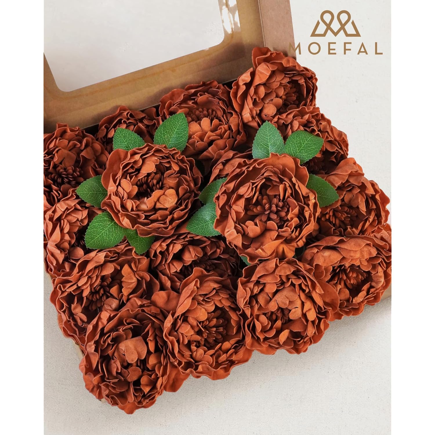 16Pcs Burnt Orange, Terracotta & Orange Peony Artificial Flowers, Realistic Fall Foam Flowers With Stems For Autumn Wedding Bouquets, Dly Centerpieces & Home Decor