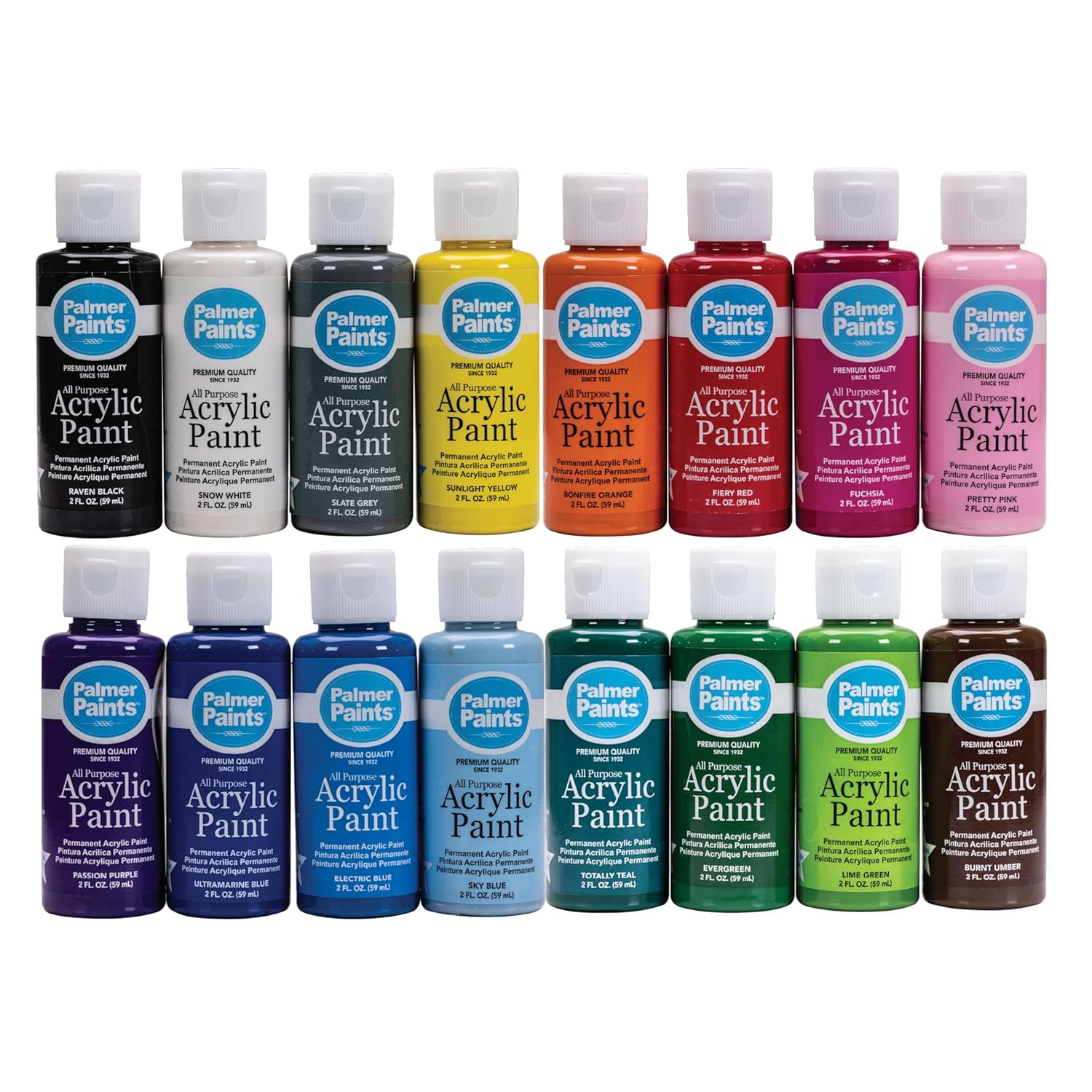 Palmer 2oz 16 Color Acrylic Paint Set, Perfect Color Selection