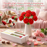 10 Pcs Valentine Crochet Rose With 10 Pcs Gift Wraping Boxs, Handmade Knitted Flowers Artificial Rose Thank You Gifts For Women Girl Teacher Birthday Mother Home Decor Anniversary