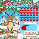 Pin The Nose On The Reindeer Christmas Party Games, Christmas Activities Include Large Poster With Blindfold 36Pcs Nose Stickers For Xmas Holiday Favors Birthday Party Supplies
