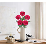 5Pcs Artificial Dahlia Flowers Large 21.2" Fake Silk Flowers Rose Red Real Looking Dahlia With Long Stems For Diy Wedding Bouquets Centerpieces Arrangements Bridal Party Home Decorations