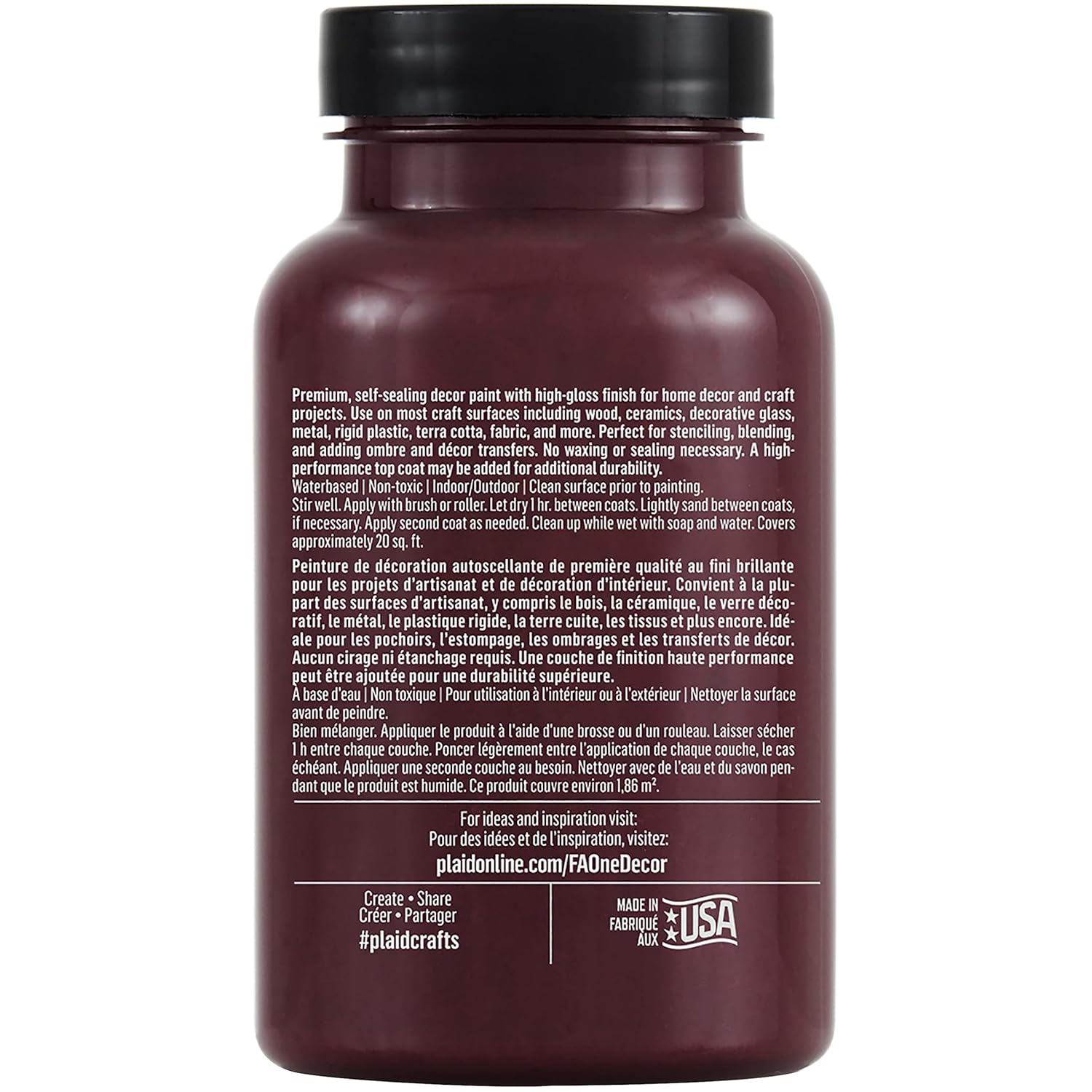 FolkArt, Cranberry Cocktail One Assorted 8 fl oz / 236 ml Brilliant Gloss Acrylic Paint for Easy to Apply DIY Crafts, Art Supplies with A Glossy Finish, 11903