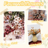 White Wildflowers Artificial Flowers For Decorations, 6 Pcs Wedding Bouquet 22.4 Inch Fake Flowers Bulk For Vase, Home Office Decoration, Dining Table Centerpiece
