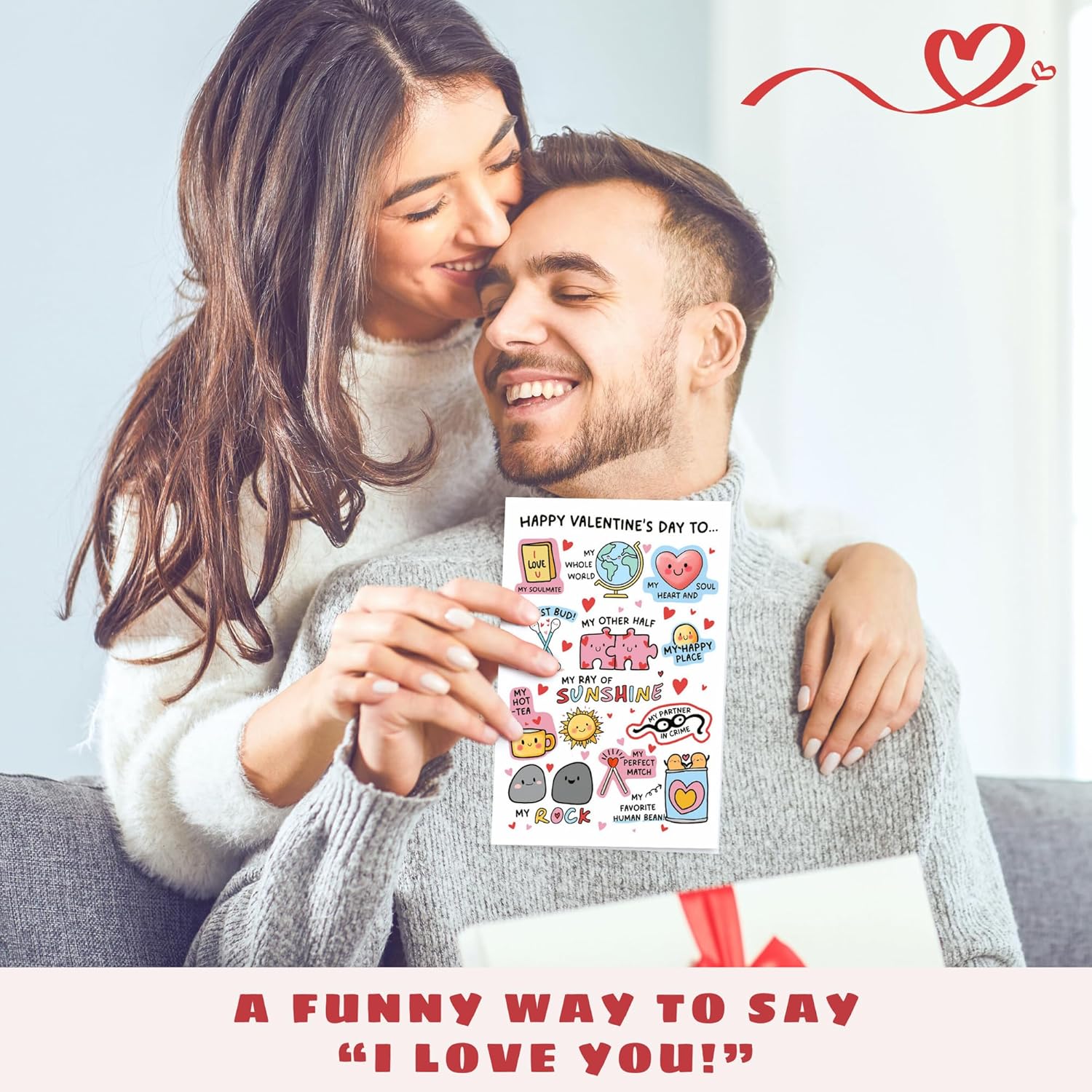 Valentines Gifts For Him, Boyfriend, Bf, Husband, Men - Funny Valentines Card For Him - Anniversary, Birthday Gifts For Him - Single 5.3''X 8'' Romantic Love Folded Card With Red Envelope