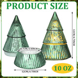 3 Pcs 10 Oz Christmas Tree Glass Candle Jars Mercury Glass Tree Decorative Xmas Empty Green Containers Bulk Refillable Storage For Christmas Holiday Candle Making Tea Biscuits Party Favors