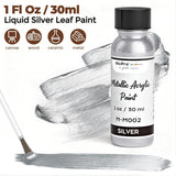 Liquid Silver Leaf Paint Kit (2 × 1Oz/30Ml), Metallic Silver Acrylic Paint & Varnish For High Gloss Finish, Non Toxic Non Fading Shiny Chrome Paint For Crafts, Metal, Wood, Diy Decor Resin Art