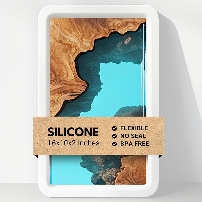 Large Rectangular Resin Table Silicone Mold 16X10X2 Inches (Single Unit) - Premium Quality, No Seal Required, Reusable For Diy River Table And Epoxy Casting Projects