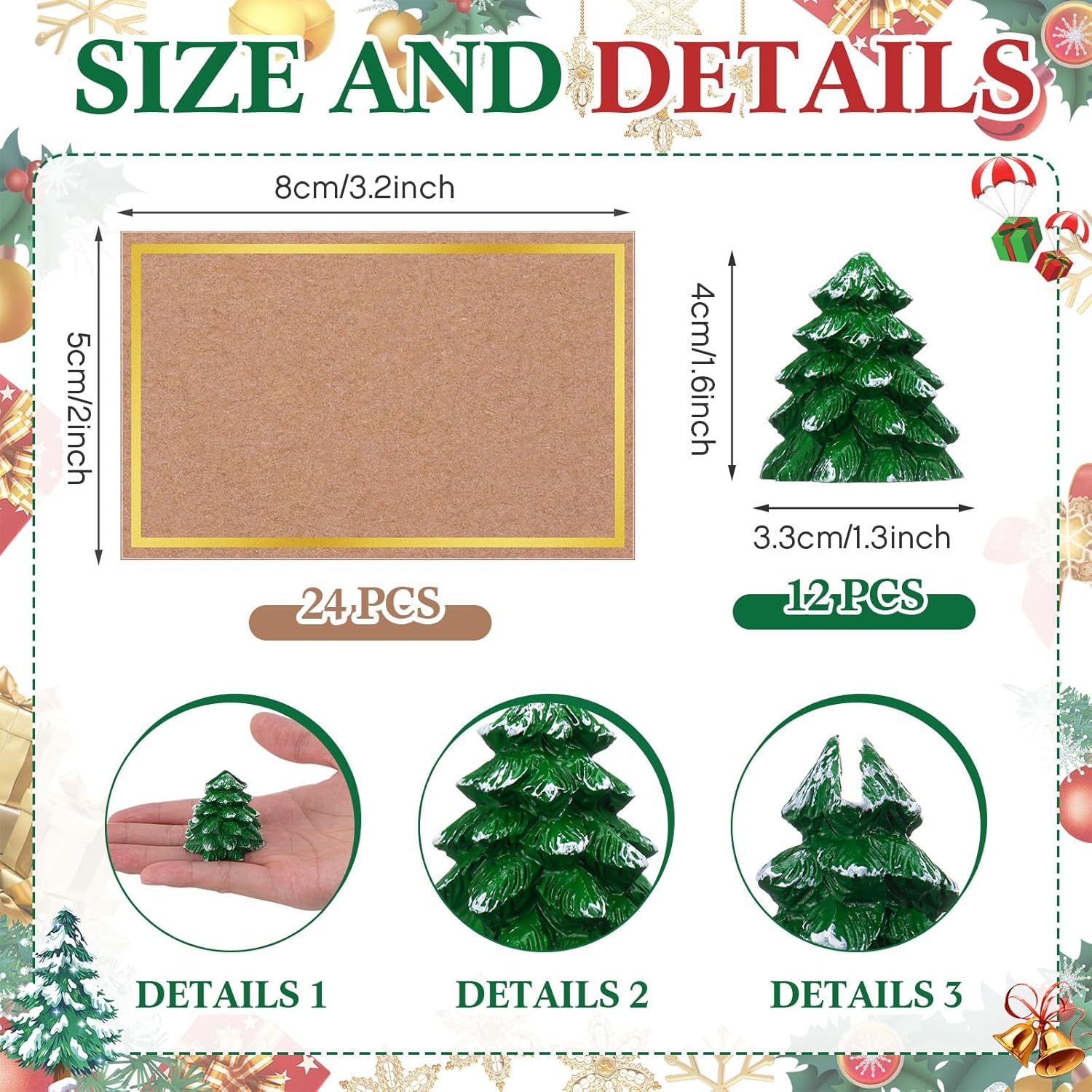 12 Pcs Christmas Tree Place Card Holders With Seating Cards Table Number Holders Place Cards For Christmas Party Wedding Anniversary Birthday Decorations (Green)