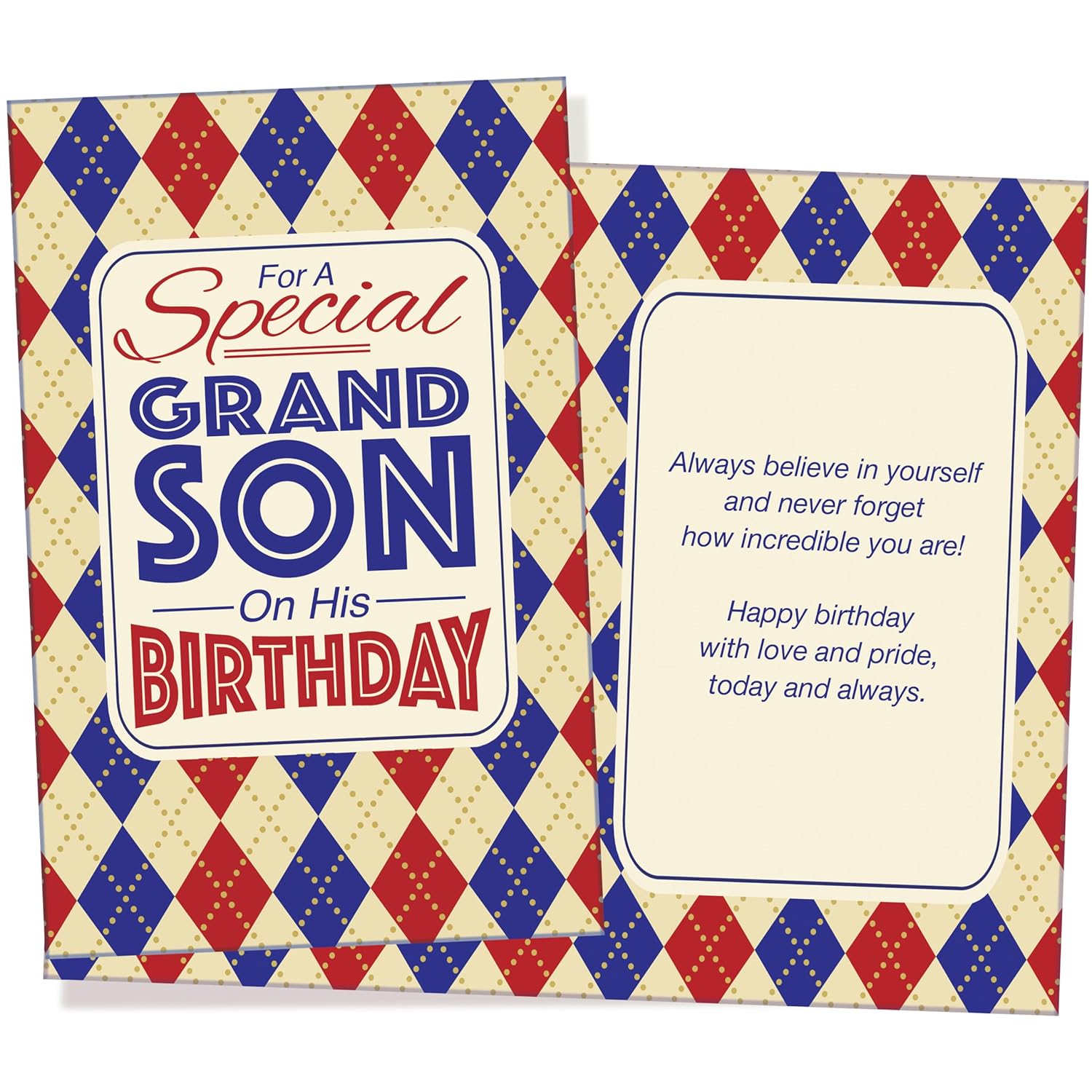 Grandson Birthday Card - Large Card Opens To 10" X 7.75" - Made In Usa - Perfect Message Filled With Warmth & Love 95786