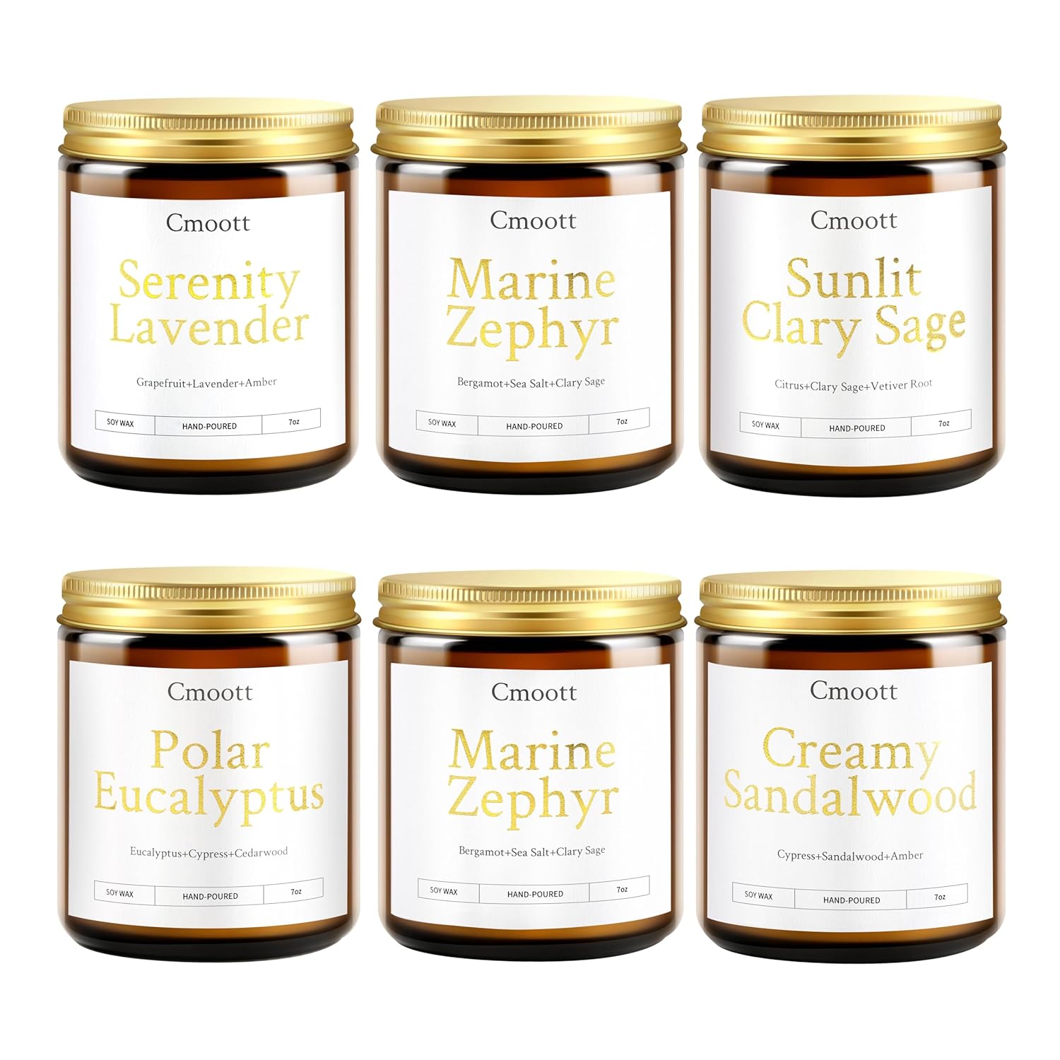 Scented Candles - 6 Pack Home Aromatherapy Jar Candle Set Gifts For Women, 7 Oz Soy Wax Candles For Birthday, Valentine, Anniversary
