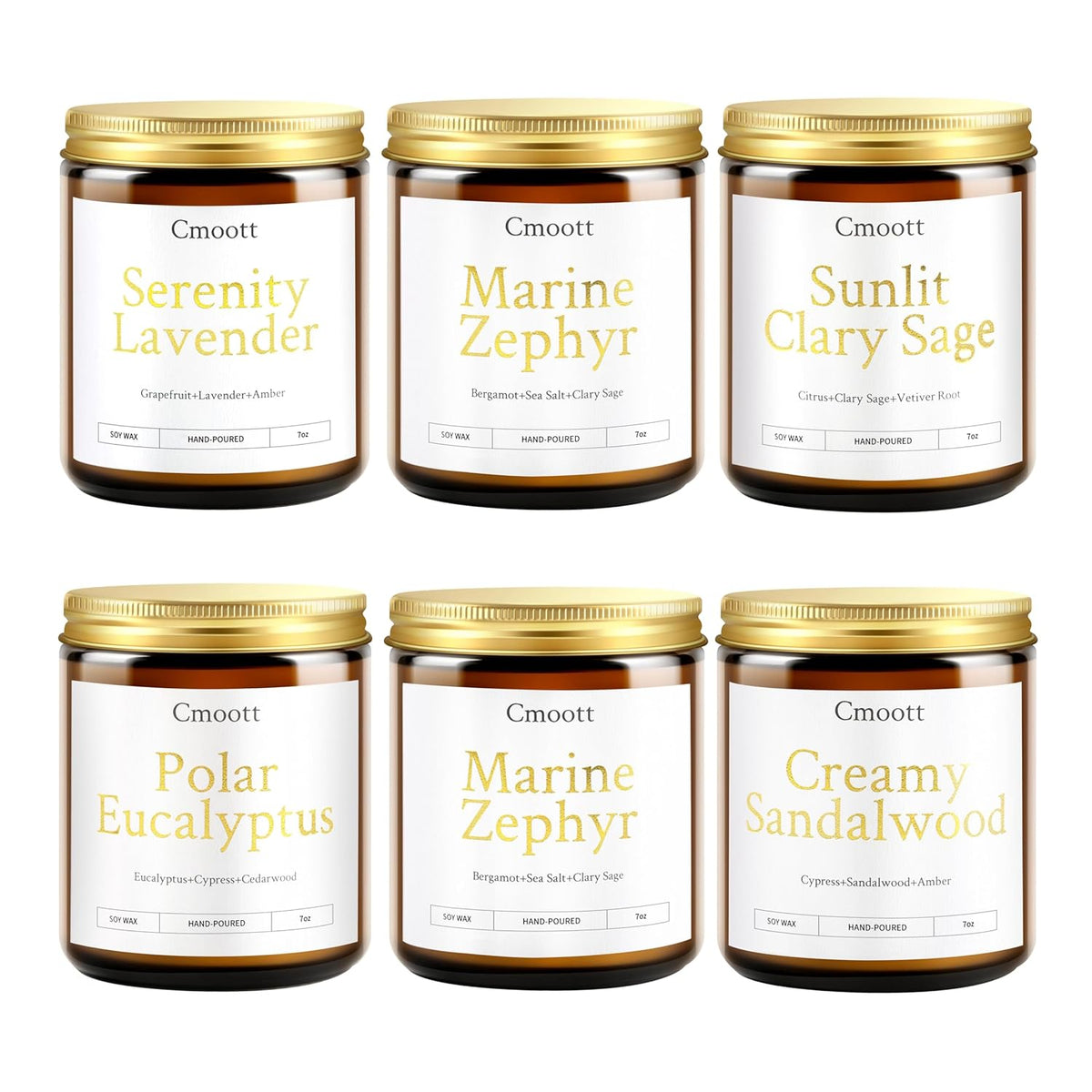 Scented Candles - 6 Pack Home Aromatherapy Jar Candle Set Gifts For Women, 7 Oz Soy Wax Candles For Birthday, Valentine, Anniversary