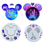 2 Pcs Resin Molds For Cute Mouse Head Silicone Castle Bow Shaped Epoxy Casting Mold Christmas Resin Molds For Diy Keychain Hanging Pendant Jewelry Decorations