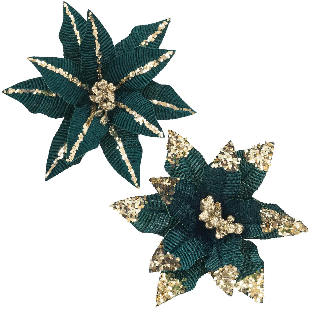 Store Christmas Poinsettia Dark Teal Flower 6Pcs 8-Inch Artificial Flower Picks Spray For Christmas Tree Decoration Ornaments For Xmas Tree Wreath Garland