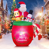 6 Ft Christmas Inflatables Outdoor Decoration, Santa Claus Snowman Gingerbread Man In Xmas Mug For Outdoor Christmas Dec