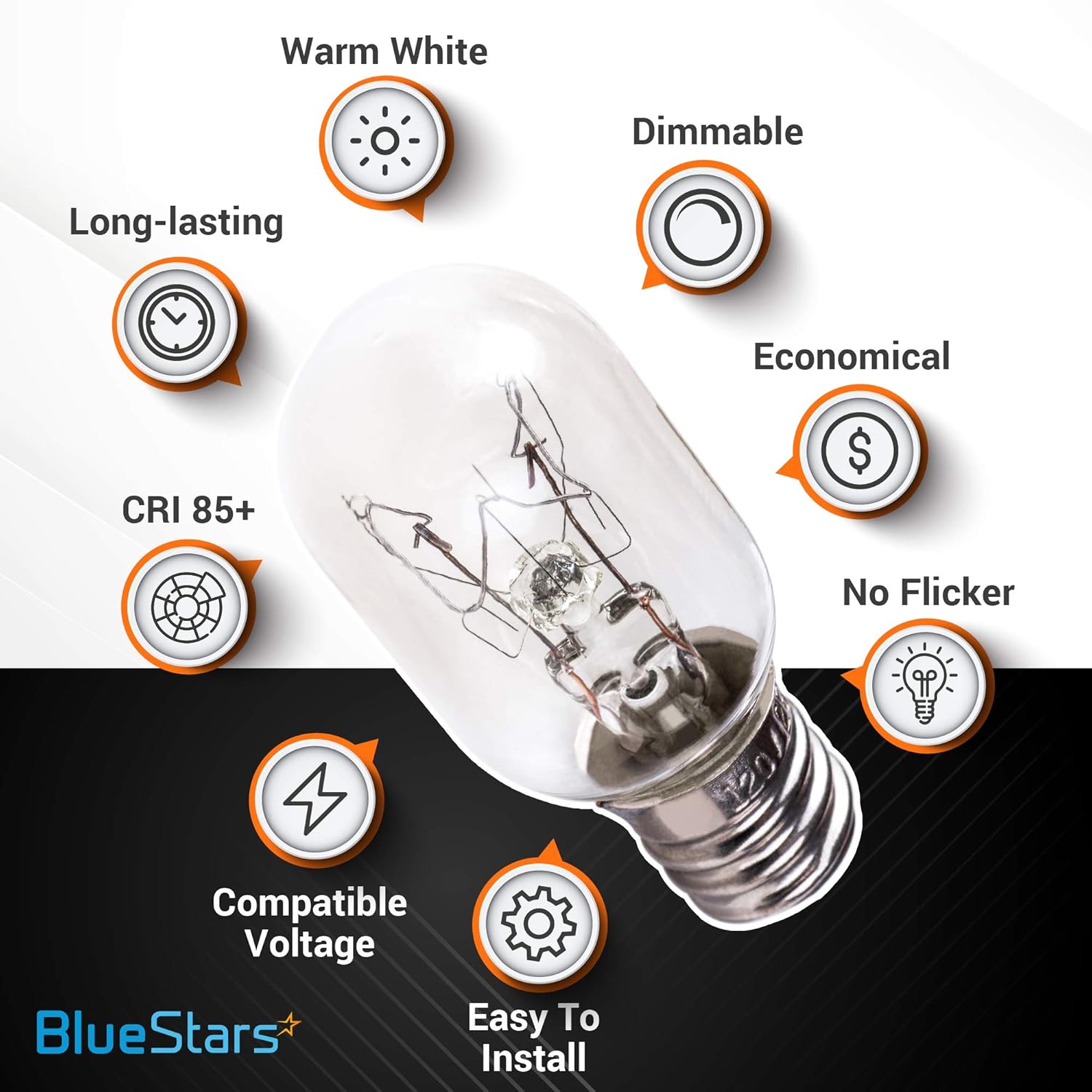 E12 T20 25W Incandescent Bulbs Salt Lamp 120V 2700K Warm White Light 150Lm For Himalayan Salt Lamps & Baskets, Scentsy Plug-In & Wax Warmers, Night Lights - 8 Packs