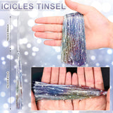 12 Pcs Christmas Tree Tinsel Tassel Ornament Metallic Icicles Tinsel Christmas Decorations Foil Fringe For Xmas Holiday Birthday Anniversary Engagement Party Supplies(Iridescent)