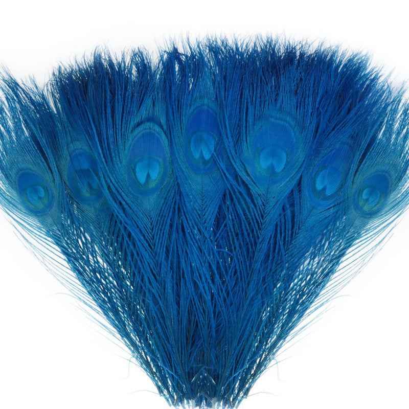 12Pcs Peacock Feathers For Diy Craft Hat Decoration, Blue