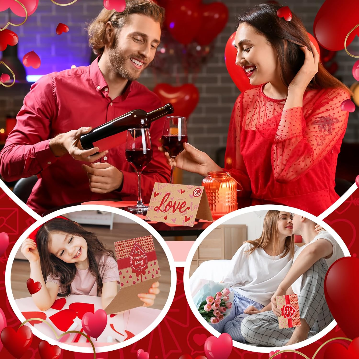 120 Sets Valentine'S Day Cards With Envelopes Stickers Bulk Assortment Foldable Love Heart Greeting Cards Red Pink Envelopes For Valentine'S Day Anniversary Wedding (Classic Style)