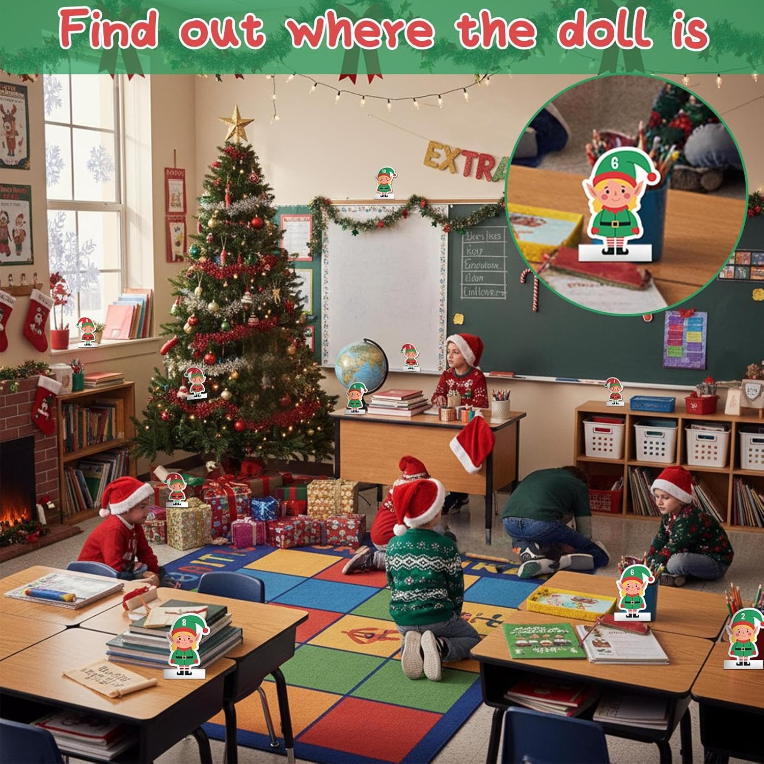 26 Pcs Christmas Holiday Elf Game Card Hiding Around The Room With 16 Elf Game Card Christmas Birthday Party Activities For Class School Home Decoration