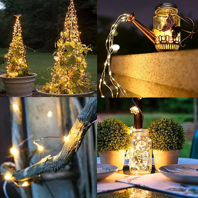 160FT Solar String Lights Outdoor 480 LED Waterproof Fairy Lights Copper Wire 4 Pack