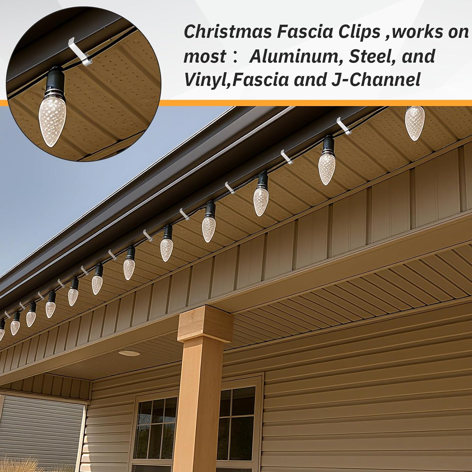100 Pcs Metal Christmas Light Clip Soffit Hooks Gutter Clips Facia Roof Gazebo Christmas Lighting Hooks Hangers For Hanging Outside String Lights Outdoor, Easy To Use