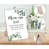 Mom-Osa Bar Greenery Eucalyptus Baby Shower Sign,Wooden Game Sign With Stand,Baby Shower Decoration,Baby Shower Welcome Sign,Bar Decoration,Party Favors Supplies,Gender Reveal Decoration Ideas-18