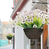 Artificial Flowers For Outdoor-24Pcs Uv Resistant Fake Flowers No Fade Silk Flowers Faux Plastic Plants Flowers Artificial Hanging Planters For Garden Porch Window Box Decorating (White)