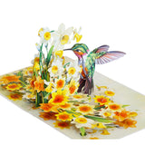 Daffodils With Hummingbirds Mothers Day Cards, 3D Birthday Cards For Women, 6X8In Pop Up Birthday Card For Mom, Wife, Her, Daughter, Sister, Grandma (Daffodils W Hummingbirds Big)