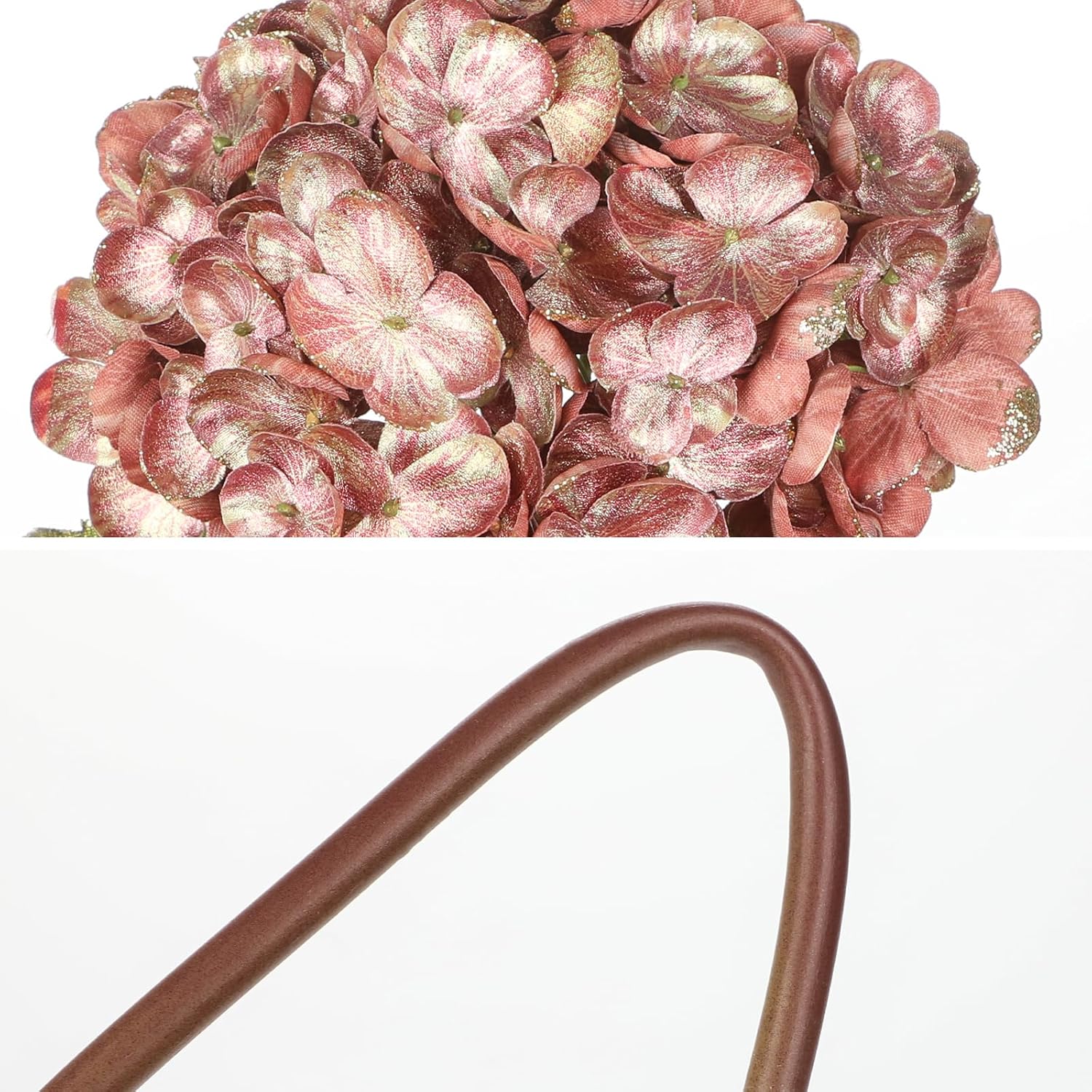 3Pcs Christmas Flowers Artificial Hydrangea Flowers With Stems 23Inch Glitter Fake Hydrangea Flower Pink Floral Arrangements Bouquets Xmas Faux Hydrangea Wedding Christmas Tree Home Decor