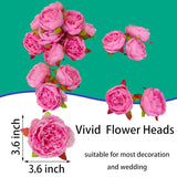 20 Pcs Silk Peony Artificial Flower Heads With Stems,3.6''Fake Pink Peony Flowers Heads For Wedding Home Decor (20, Pink)