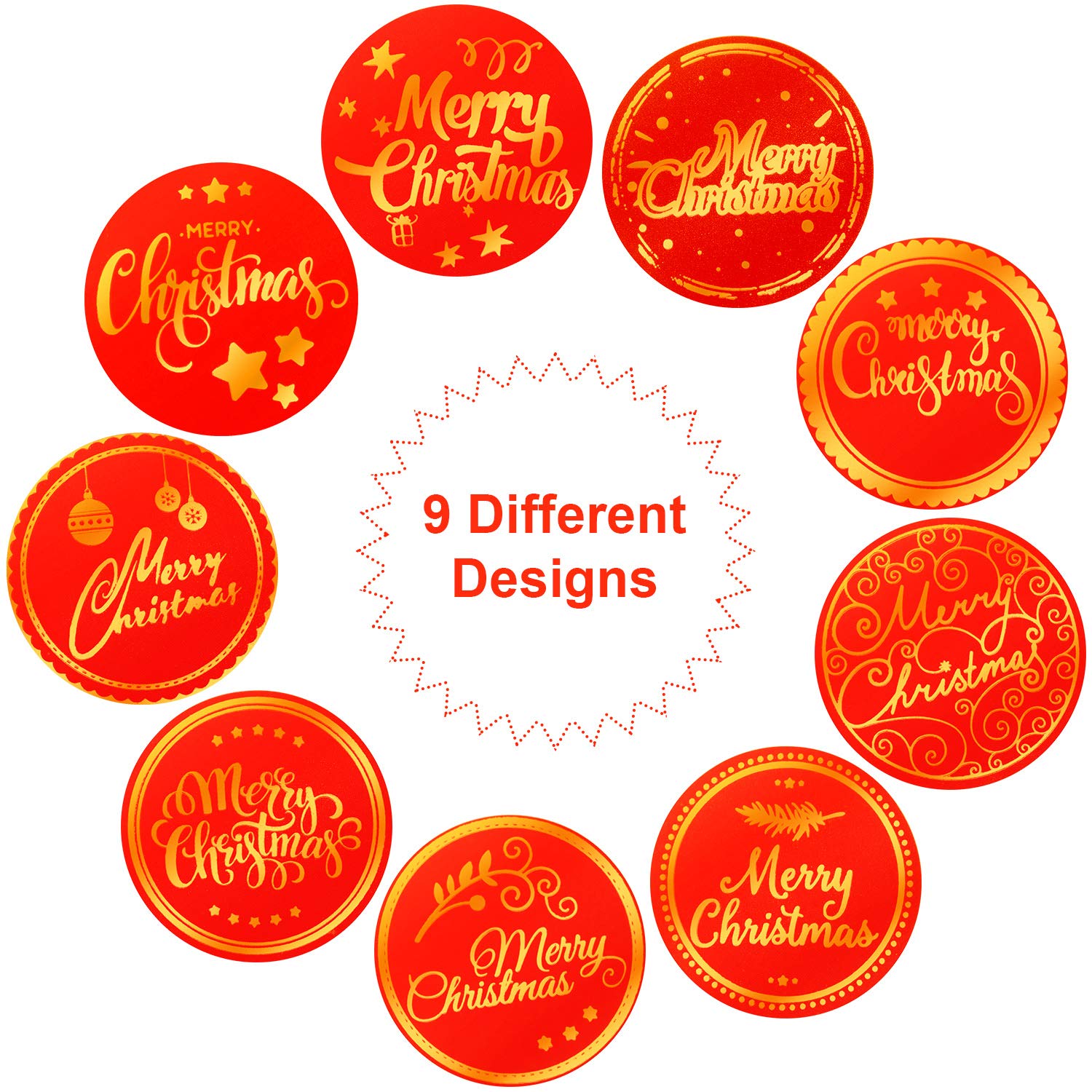 500 Pieces Merry Christmas Round Label Stickers - Gold Foil Envelope Stickers For Cards, Gift Envelopes, Boxes, Bag Sealing And Decorations