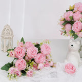 2 Packs Peonies Artificial Flowers, Light Pink Artificial Peonies, Silk Peonies Flowers Fake Peonies Artificial Flowers Peonies Bouquet For Centerpiece Table Wedding Party Home Decor
