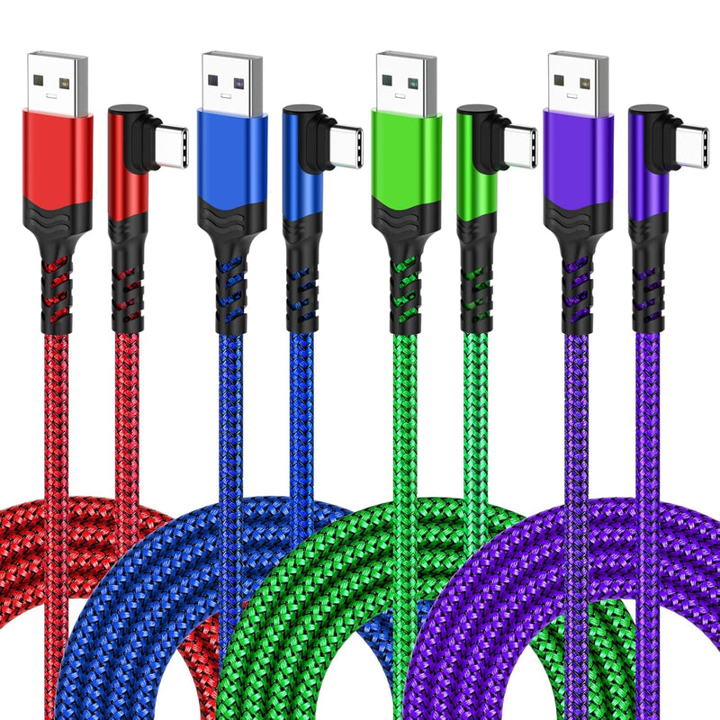 Usb C Cable 10Ft, 4-Pack Long Braided Usb A To Usb C Cable 90 Degree Plug Type
