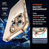 3 in 1 Case for iPhone 16 Pro 6.3 Inch Gold Luxury Protective Cover