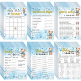 302 Pcs Bear Baby Shower Games Set 6 Games Include Baby Shower Word Scramble Word Search Predictions And Advice The Price Is Right Guess Mom Or Dad(Blue Bear)