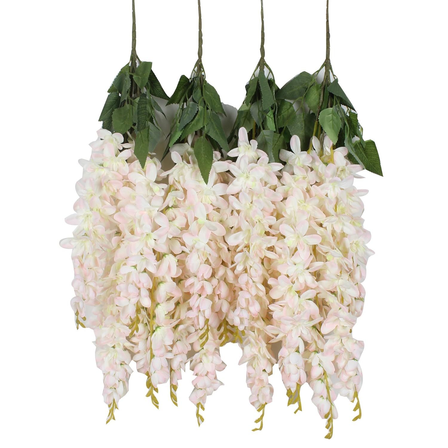 Silk Wisteria Flower Artificial 2.13 Feet Hanging Wisteria Vine Fake Flower Bush String Home Party Wedding Decoration,Pack Of 4 (Light Pink)