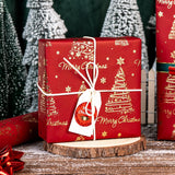 Red Wrapping Paper,Metallic Gold Foil Christmas Trees Design, Festive Gift Wrap For Christmas, Holiday, Party, Celebration (17 Inch X 33 Feet)