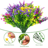 Artificial Flowers For Outdoors 24 Bundles Fake Plastic Plants Faux Uv Resistant Boxwood Shrubs For Garden Patio Porch Window Box Home