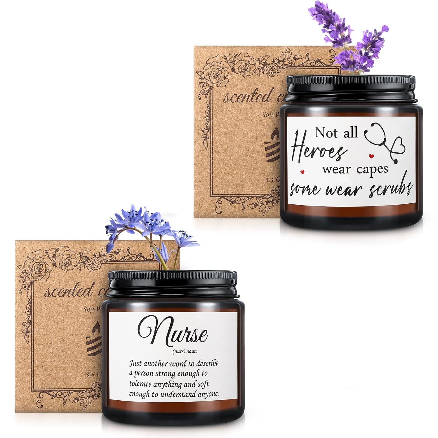 2 Pieces Nurse Candle For Women Nursing School Graduation Gifts Nurse Practitioner Appreciation Gift Not All Heroes Wear Capes Scented Candle For Birthday