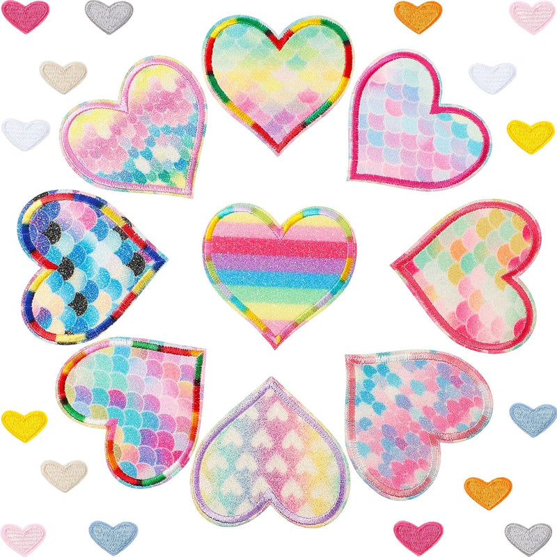 25 Pieces Rainbow Mermaid Heart Iron On Patches Kids Iron On Knee Patc