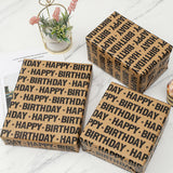 Brown Birthday Wrapping Paper Roll - Vintage Black Happy Birthday Design For Party, Baby Shower - 17.7 Inch