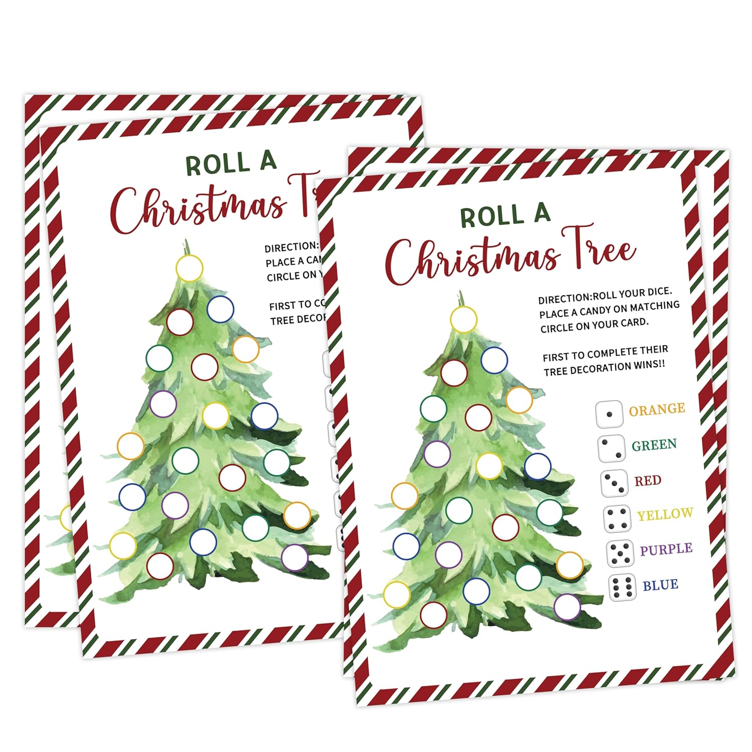 Roll A Christmas Tree Game, Christmas Candy Games, Christmas Party Supplies, For Activities And Family Party Games, Winter Activity, 25 Game Cards-2