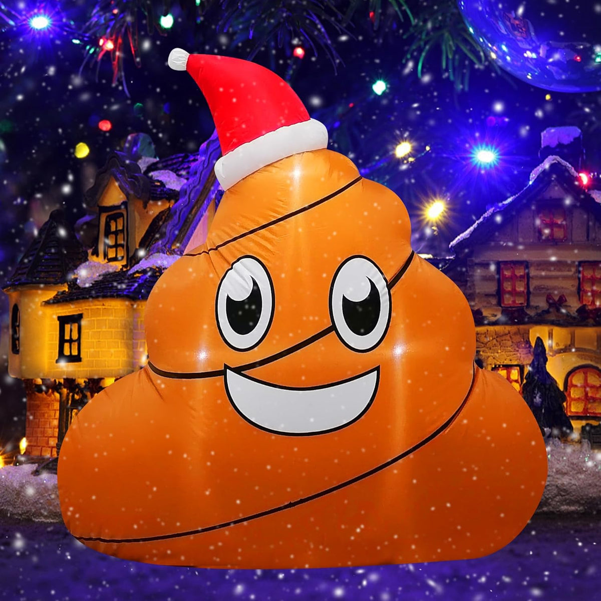 4Ft Inflatable Christmas Poop Decoration Blow Up Built-In Led For Holiday Lawn Yard Garden Home Indoor Outdoor Party