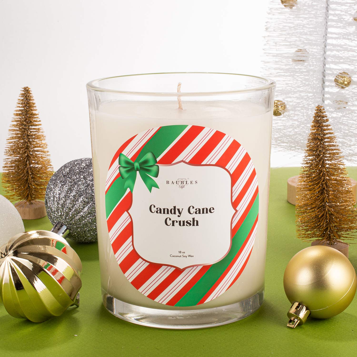 Kate Bissett Christmas Winter Candles | Candy Cane Crush| Made with 100% Natural Soy and Coconut Wax | Hand Poured 18 oz Candles | Home Decor Gifts