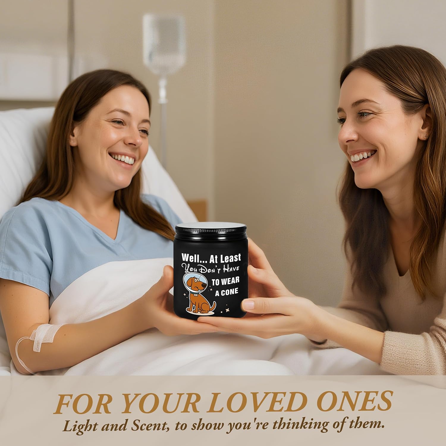 Get Well Gifts For Women, Get Well Soon Sympathy Gift For Her, Surgery Recovery Feel Better Present For Men, You Dont Have To Wear A Cone, Funny Lavender Scented Candle - Black