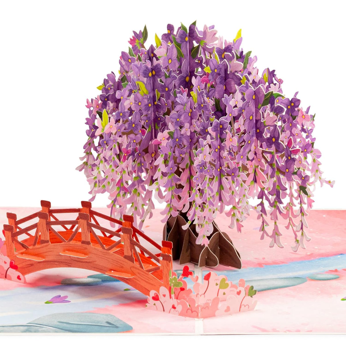 Frndly By 3D Wisteria Tree Pop Up Valentines Day Card, Gift For Valentines Day, Mothers Day, Birthday, Wedding, Anniversary, All Occasion - Handcrafted, 100% Recycled And Eco-Friendly, 8" X 6" Cover - Includes Envelope And Note Tag
