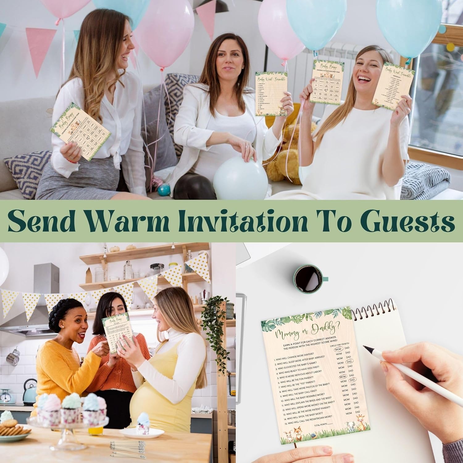Woodland Baby Shower Games For Boy - Forest Baby Shower Bingo Game For 25 Guests, Fun Mommy Or Daddy Game Trivia Woodland Theme Babies Showers Decorations Ideas